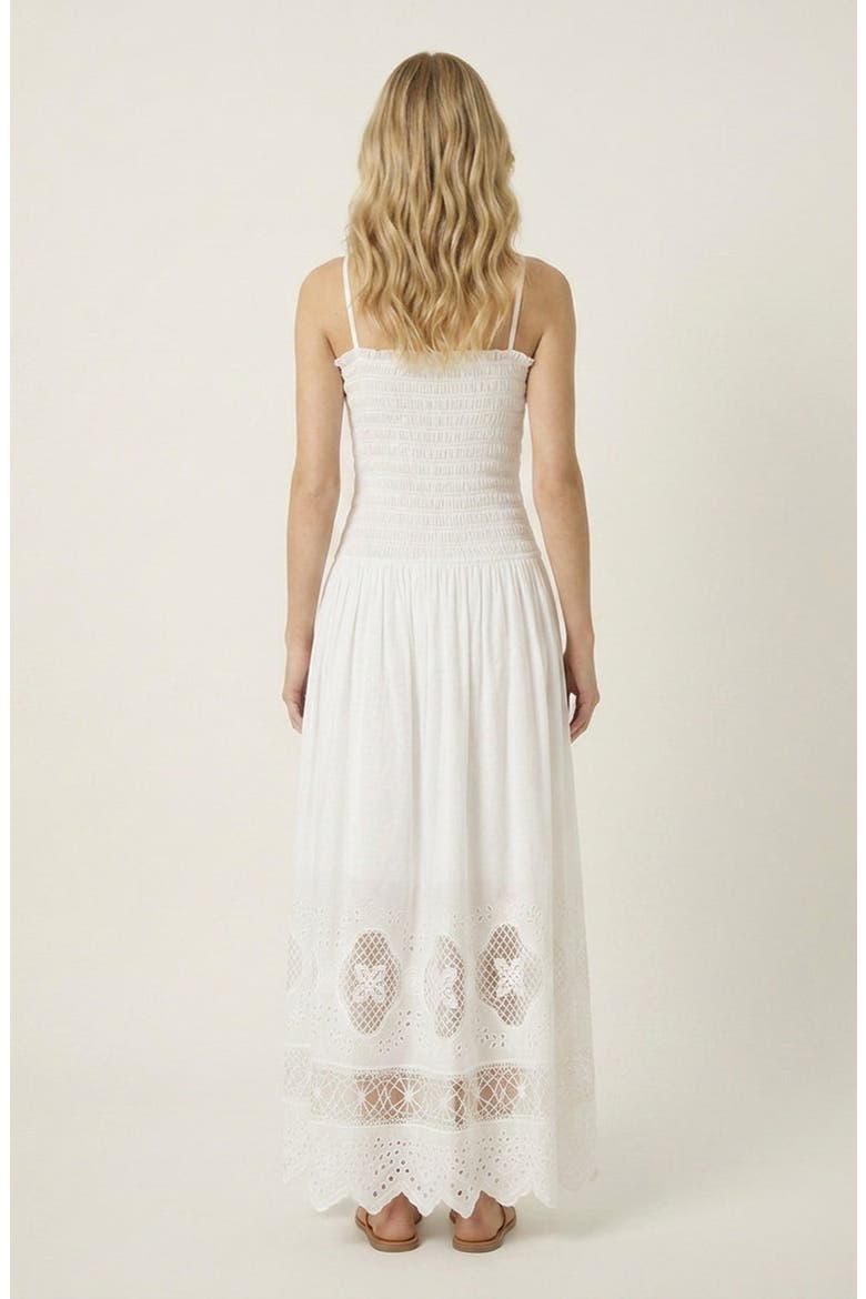 Smocked Bodice Maxi Dress, Alternate, color, White