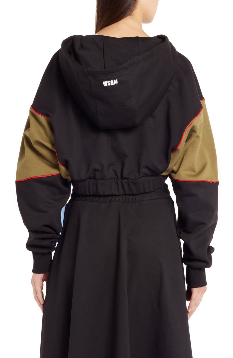 MSGM Colorblock Crop Hoodie, Alternate, color,