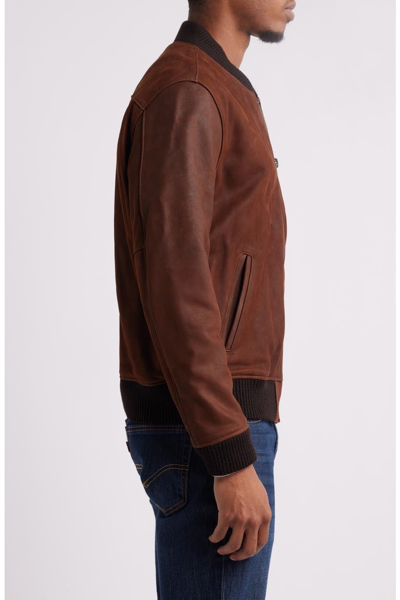 Classic Leather Bomber Jacket, Alternate, color, COGNAC