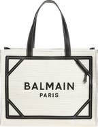 Balmain Medium B-Army Raffia Shopper Tote