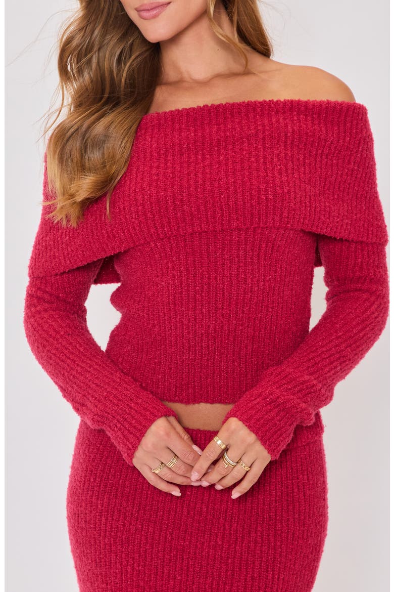 Ruby Off the Shoulder Crop Sweater, Alternate, color, WINE