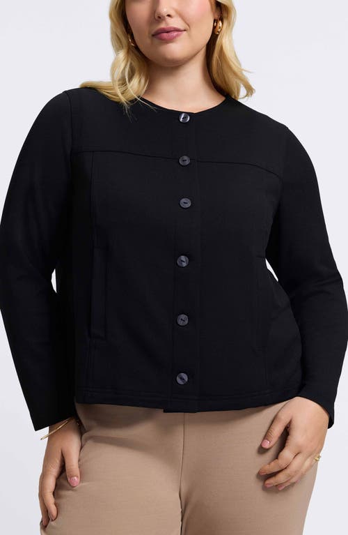 Foxcroft Valerie Crepe Knit Jacket In Black