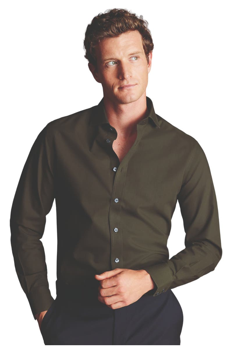 Charles Tyrwhitt Non-Iron Poplin Cutaway Slim Fit Shirt Single Cuff, Alternate, color, 