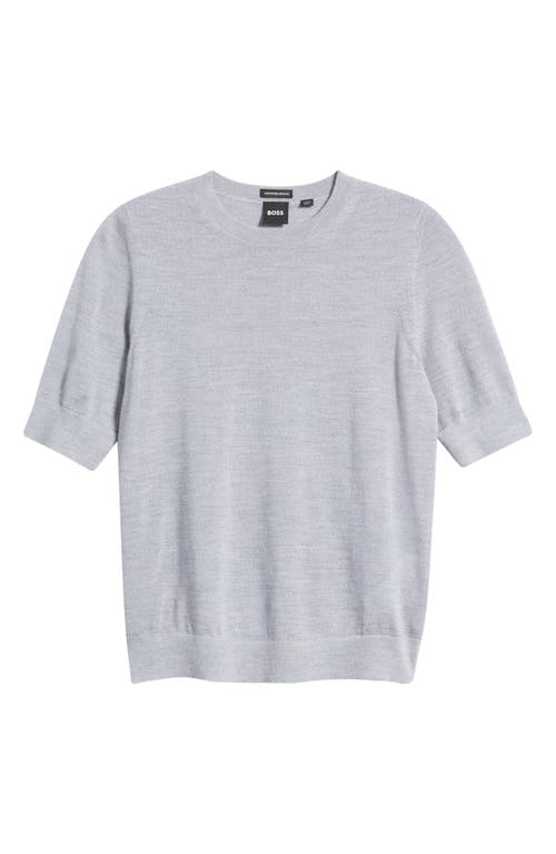 Hugo Boss Boss Farbella Short Sleeve Virgin Wool Sweater In Gray