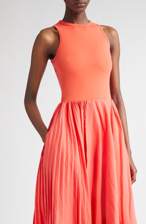 Alexander Mcqueen Sleeveless Pleated Skirt Maxi Dress In Coral