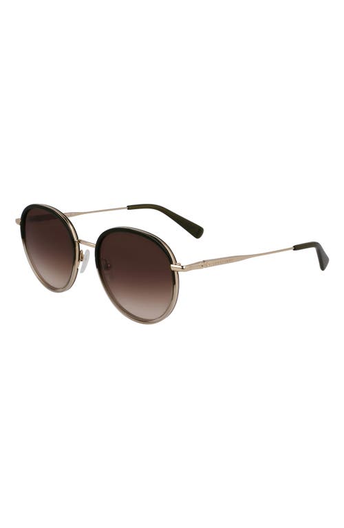 Longchamp Roseau 52mm Gradient Round Sunglasses In Gold/gradient Green