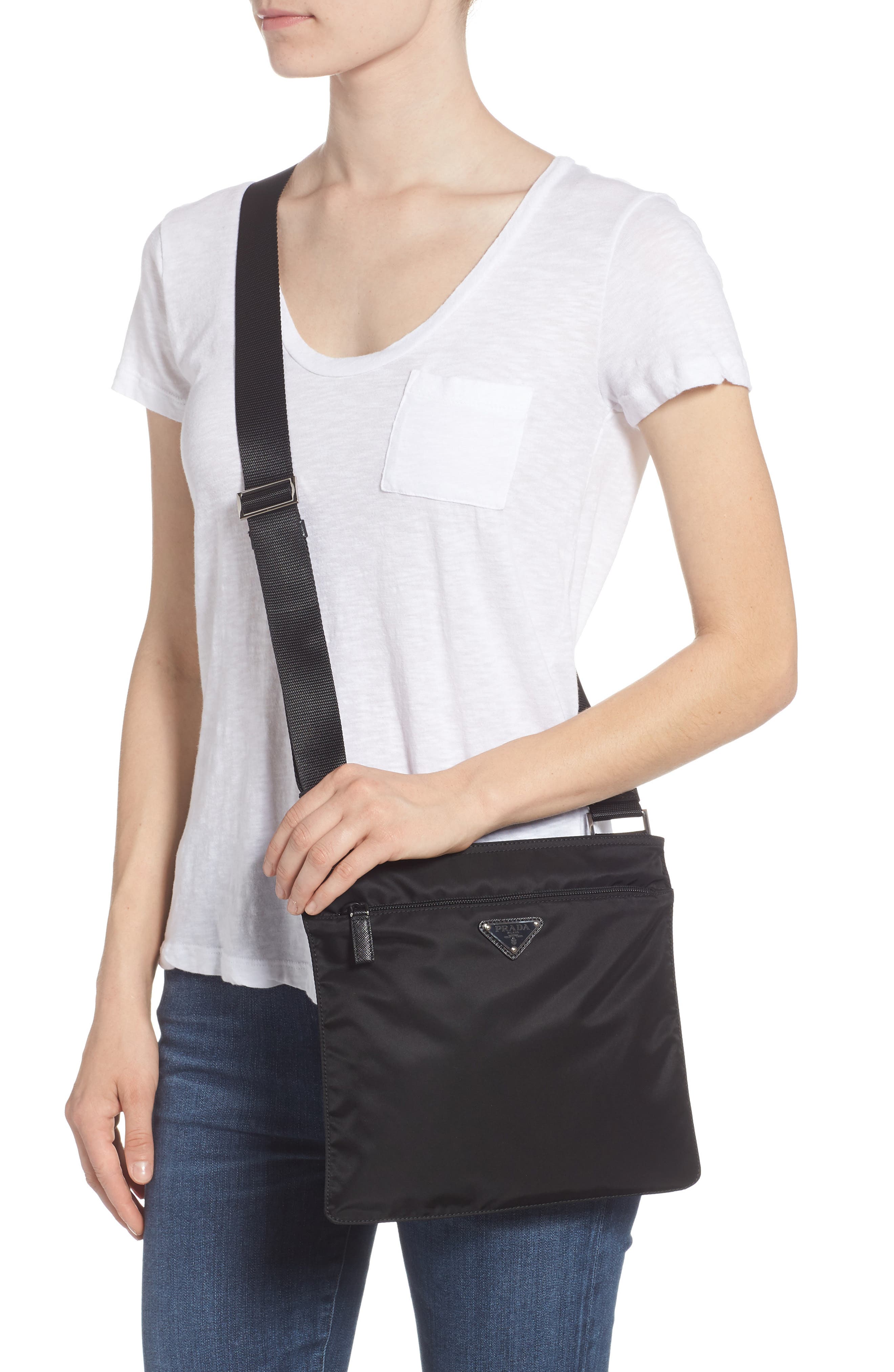 Prada Small Nylon Crossbody Bag, Alternate, color, 