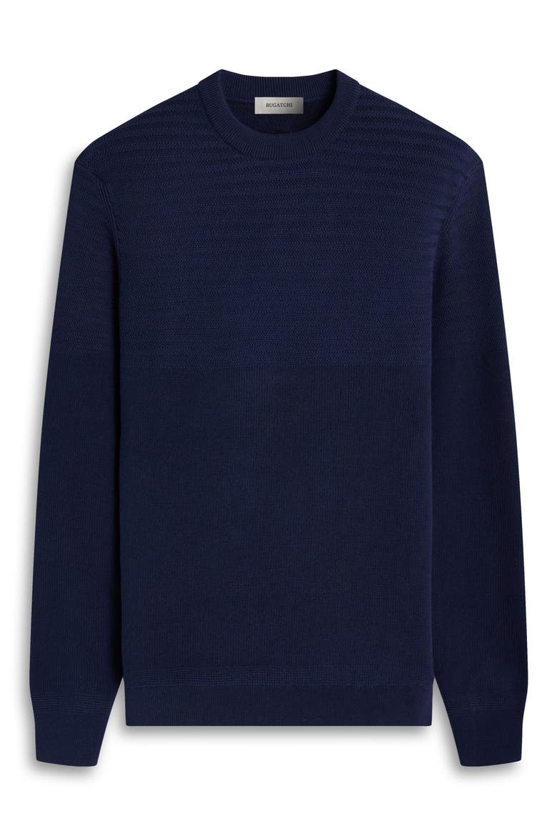 Mixed Stitch Cotton Crewneck Sweater, Alternate, color, NAVY