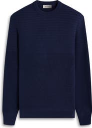 Bugatchi Mixed Stitch Cotton Crewneck Sweater