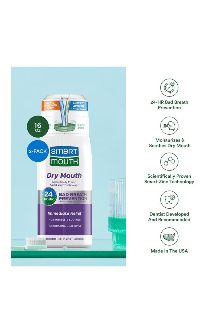 Dry Mouth Zinc Activated Mouthwash Soothing Mint 16 fl oz 2 Pack 2 Pack, Alternate, color, Soothing Mint