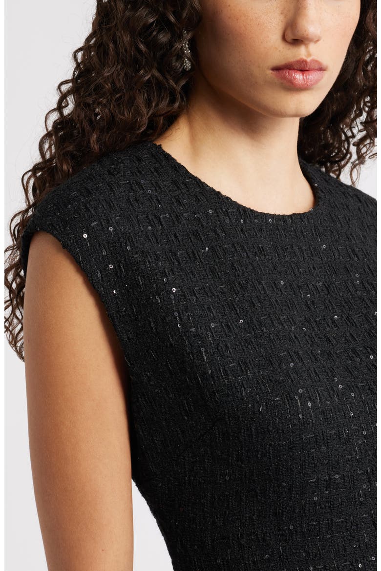 Bouclé Minidress, Alternate, color, BLACK