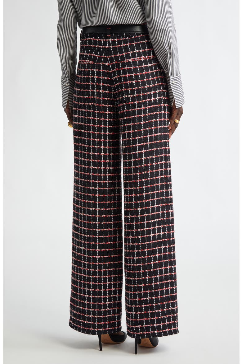 Windowpane Check Tweed Wide Leg Pants, Alternate, color, BLACK/ HAUTE RED/ PEARL MULTI