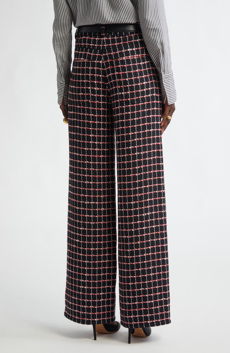 St. John Collection Windowpane Check Tweed Wide Leg Pants, Alternate, color,