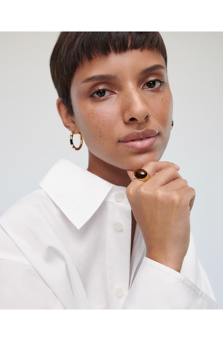 Monica Vinader x Kate Young Onyx Hoop Earrings, Alternate, color, 