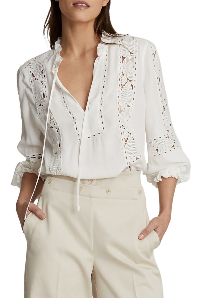 Dottie Crochet Lace Blouse, Main, color, WHITE