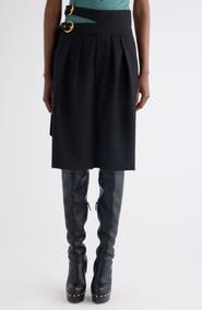 Chloé Buckle Keyhole High Waist Wool Shorts