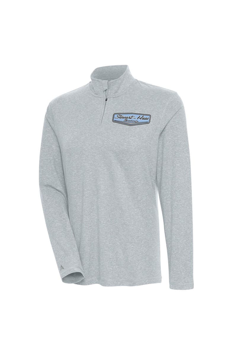ANTIGUA Women's Antigua  Heather Gray Stewart-Haas Racing Confront Quarter-Zip Pullover Top, Main, color, 