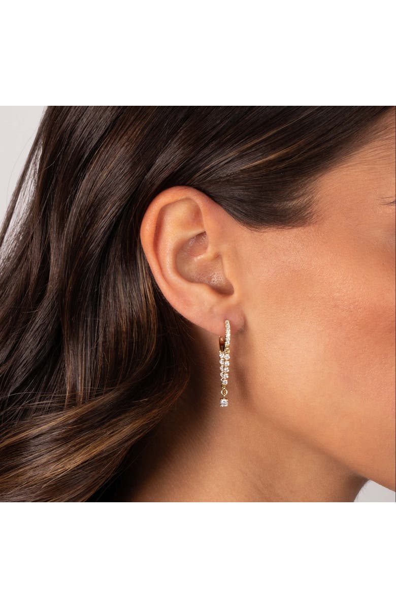 BY ADINA EDEN CZ Tennis Drop Chain Huggie Earring, Alternate, color, Gold