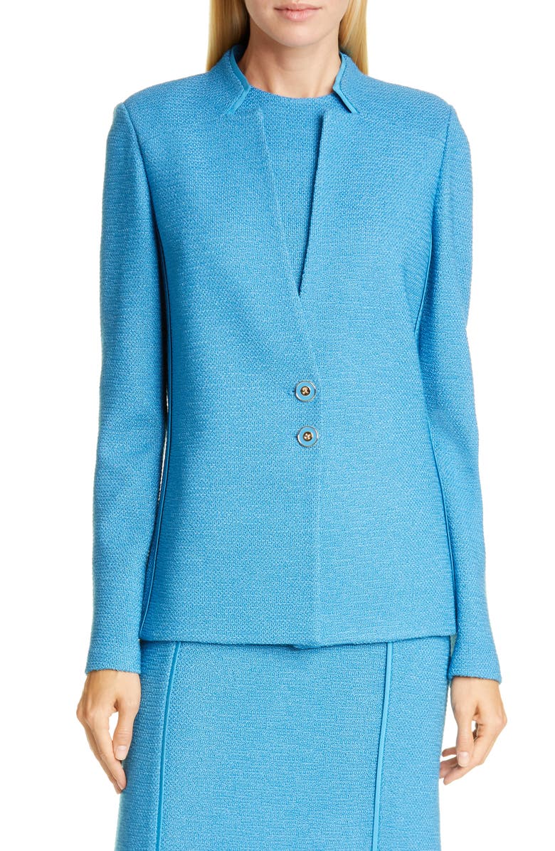 St. John Collection Pebbled Texture Knit Jacket, Main, color, 