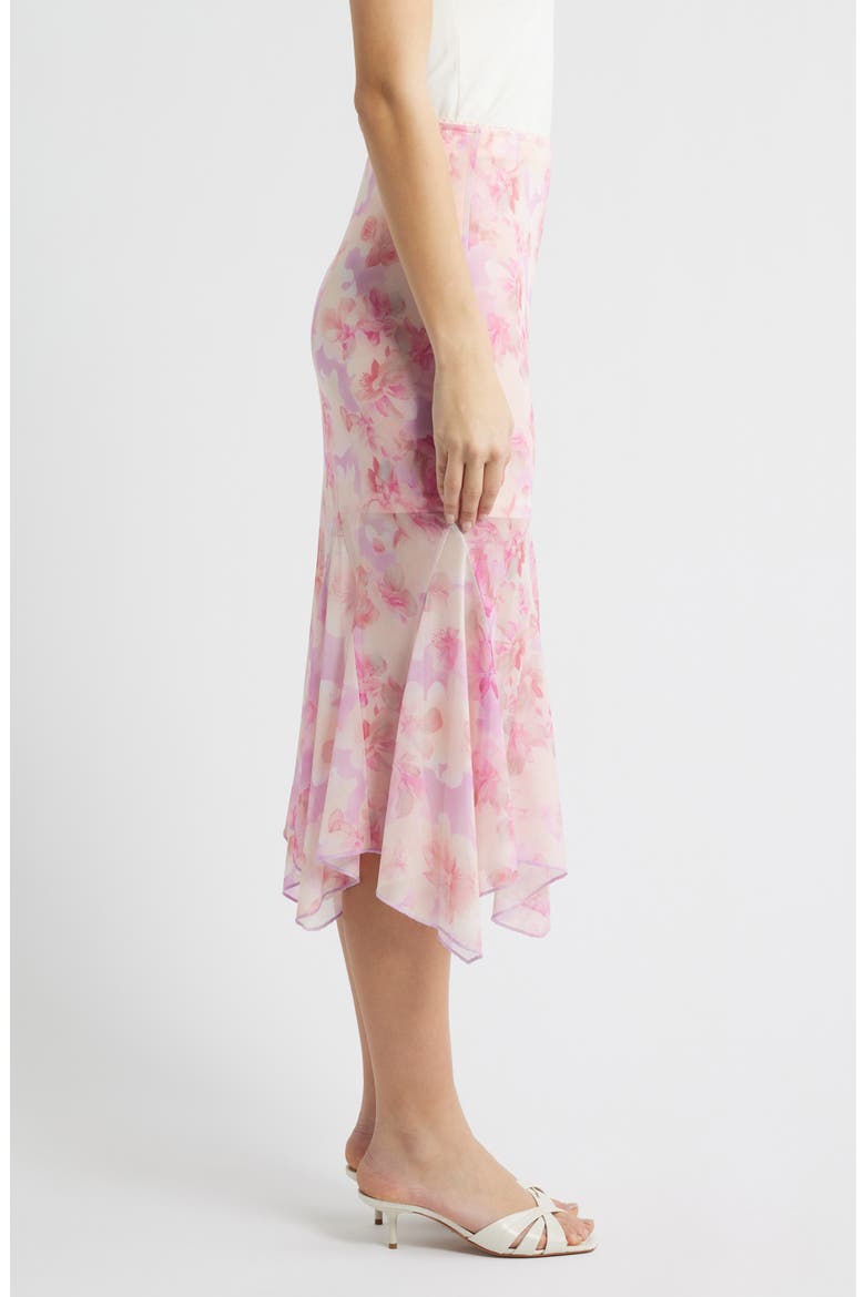 Floral Chiffon Handkerchief Midi Skirt, Alternate, color, PINK FLORAL