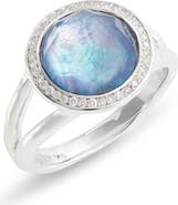 Ippolita Sterling Silver Diamond Halo Triplet Stone Ring