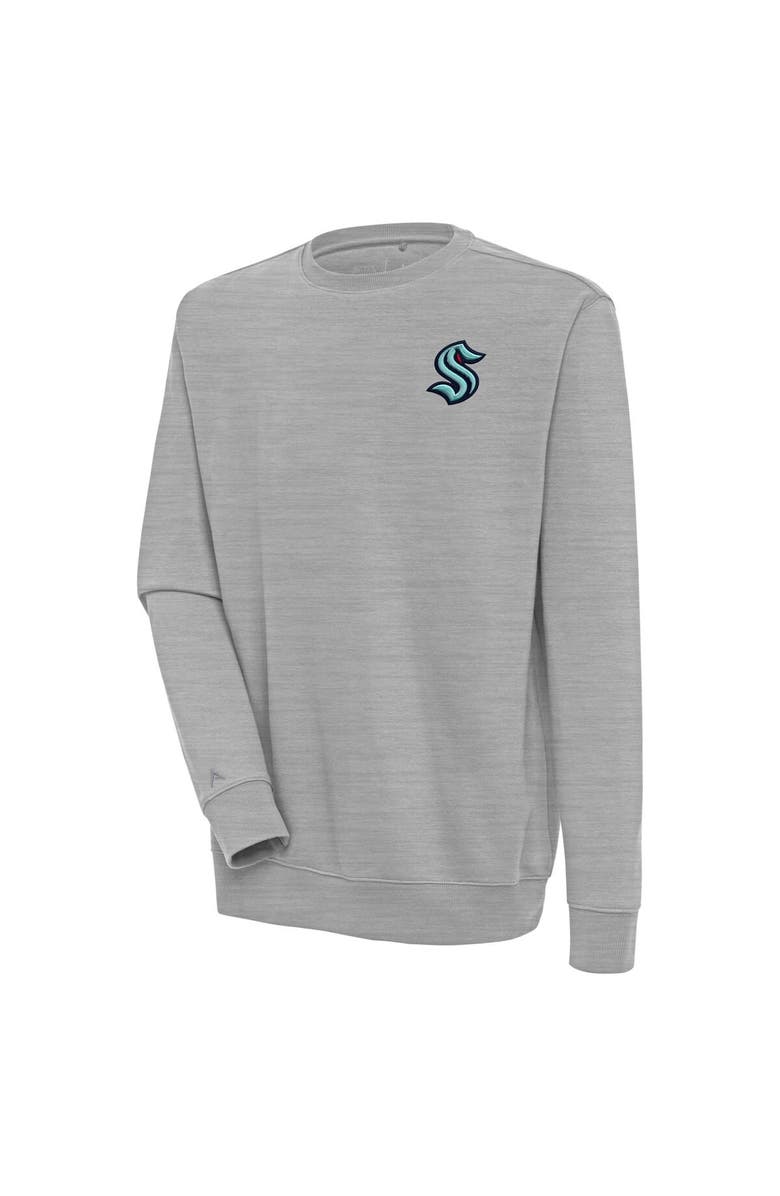 ANTIGUA Men's Antigua Heather Gray Seattle Kraken Victory Pullover Sweatshirt, Main, color,