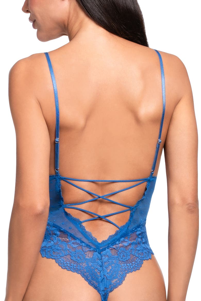 Rosemary Strappy Lace Thong Teddy, Alternate, color, NAVY