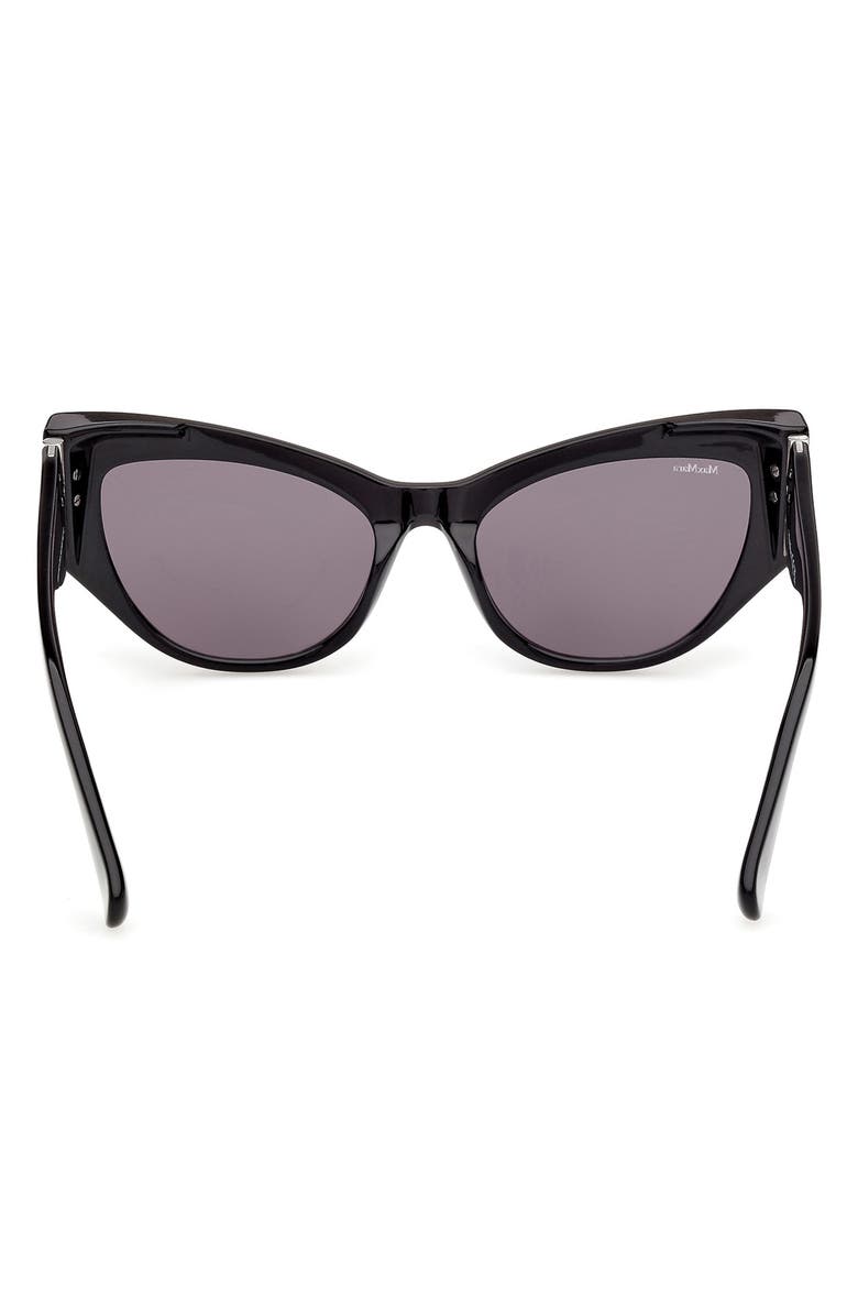 Max Mara 54mm Cat Eye Sunglasses, Alternate, color, Shiny Black / Smoke Lenses