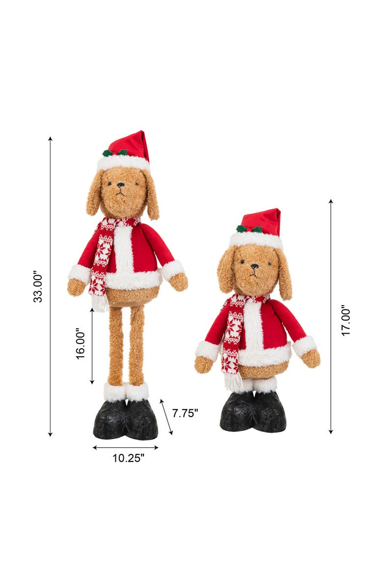 Fabric Christma Dog with Telescoped Legs Standing Decor, Alternate, color, Brown