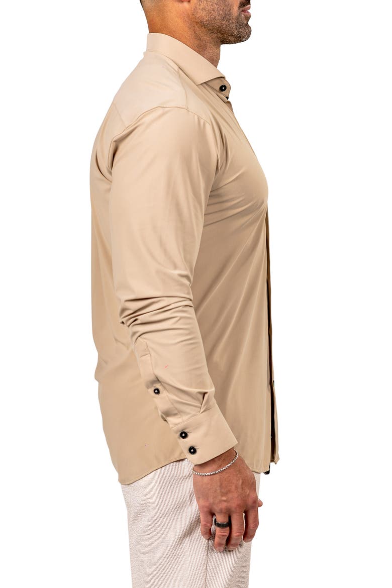 Eins Shaped Fit Marthy3009 Brown Knit Button-Up Shirt, Alternate, color, BROWN