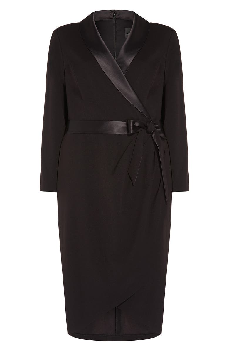 Adrianna Papell Long Sleeve Crepe Tuxedo Dress, Alternate, color, 