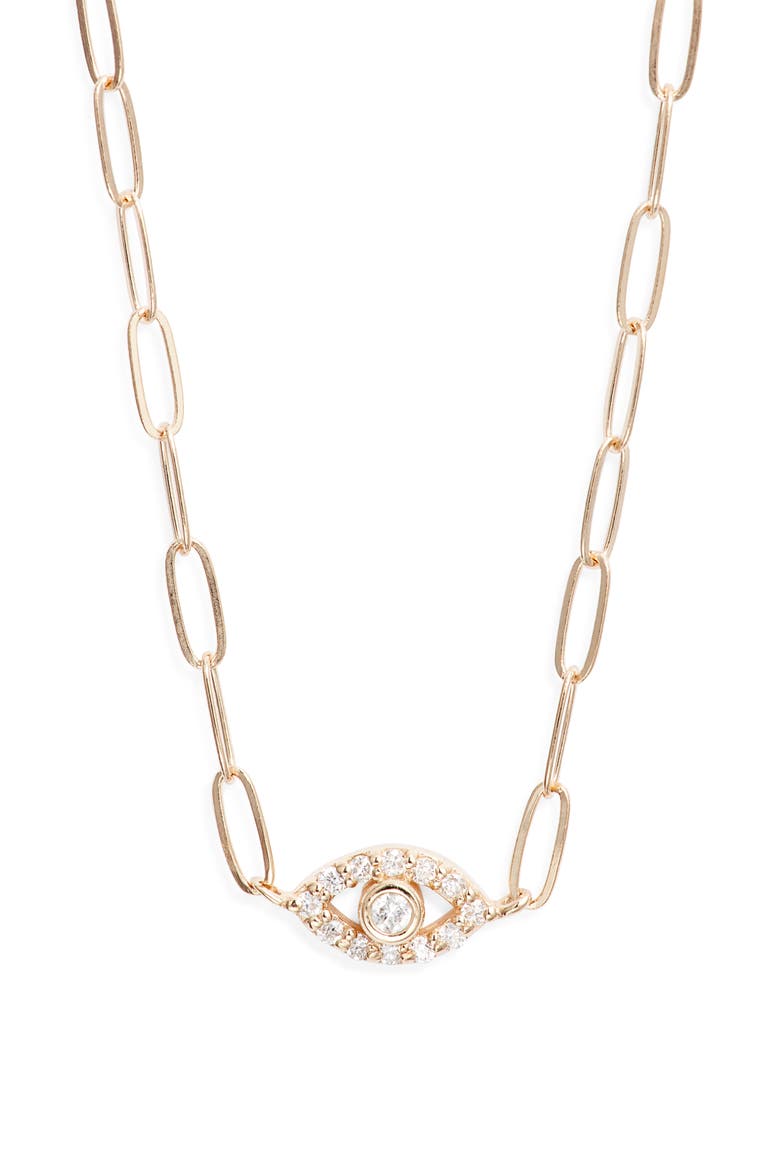 Classique Pavé Diamond Evil Eye Pendant Necklace, Main, color, GOLD