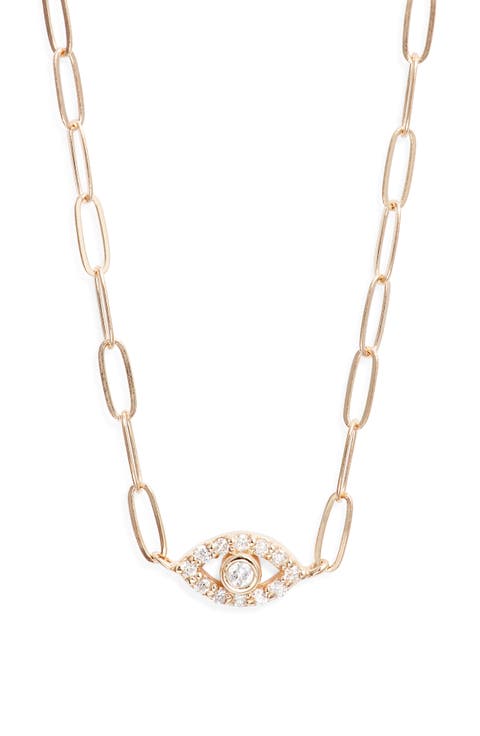 Classique Pavé Diamond Evil Eye Pendant Necklace
