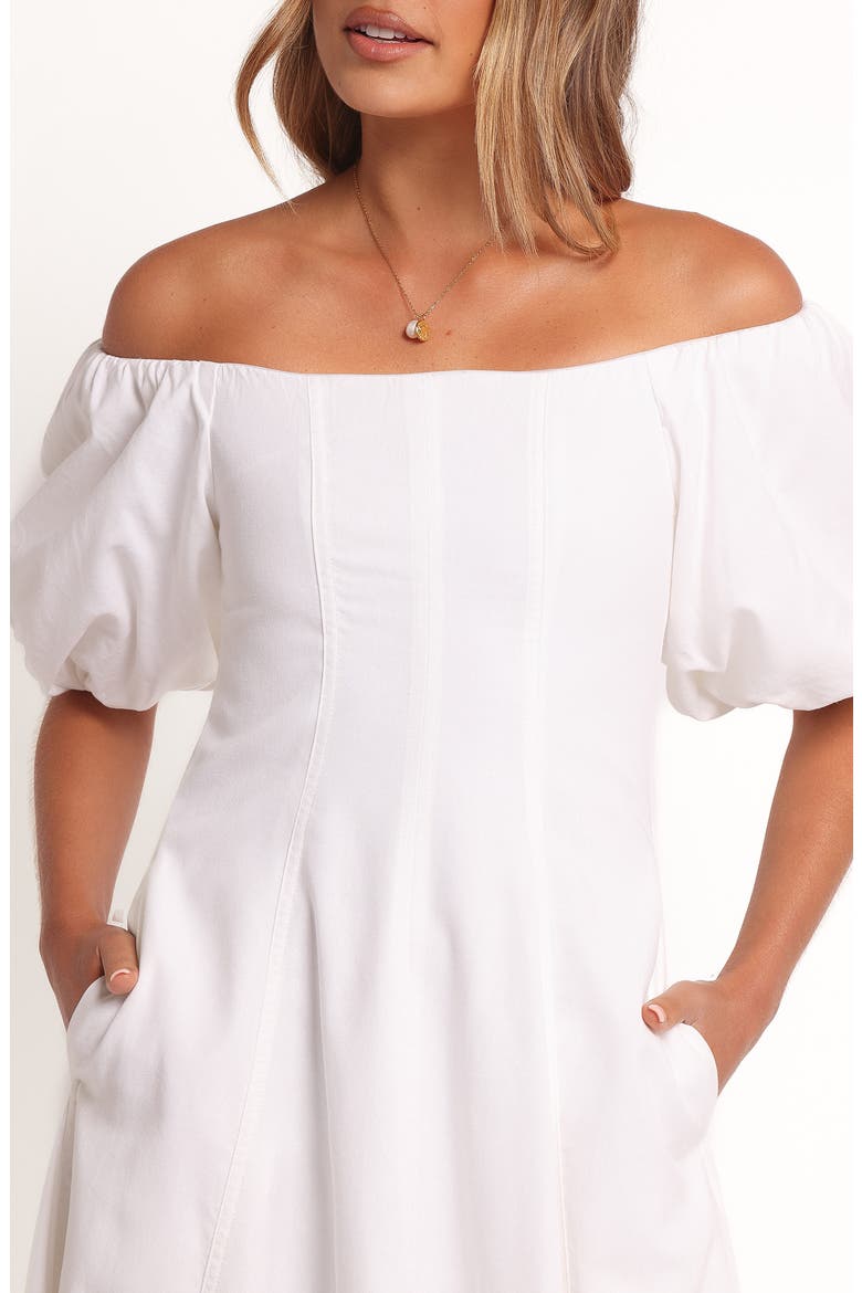 Jensen Off the Shoulder Midi Dress, Alternate, color, IVORY
