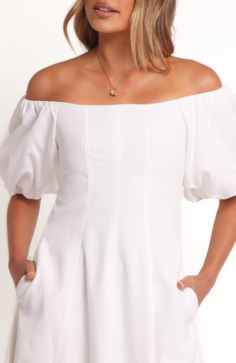 Petal & Pup Jensen Off the Shoulder Midi Dress, Alternate, color, Ivory