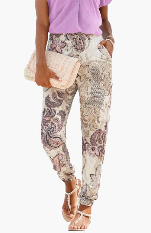 Lascana Smocked Elastic Hem Pants In Multi