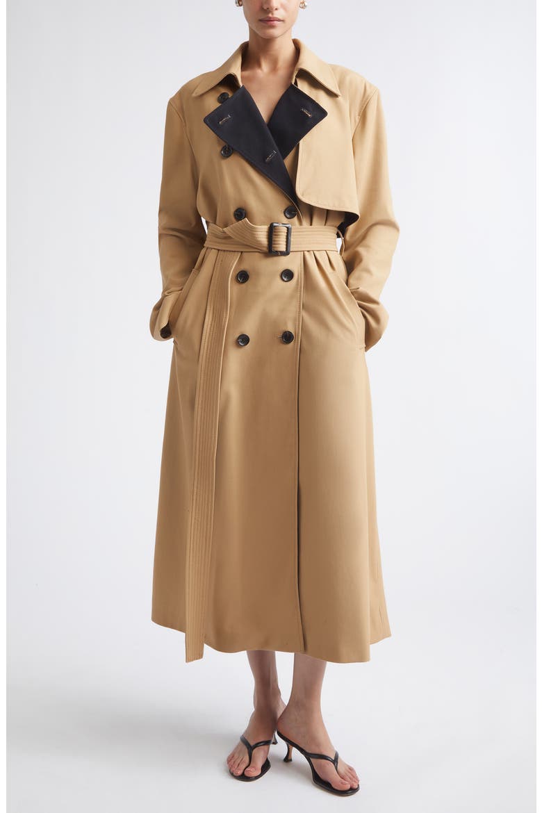 Double Face Organic Cotton Twill Trench Coat, Main, color, HONEY
