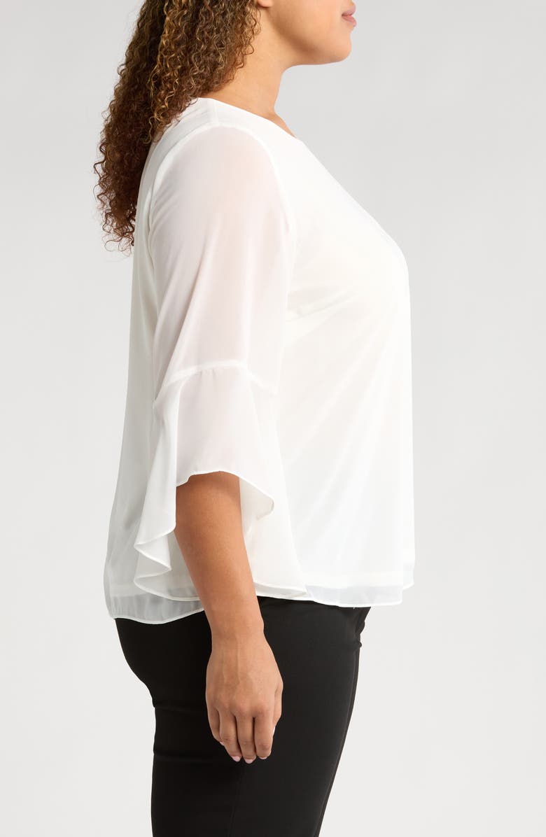 KASPER Ruffle Sleeve Top, Alternate, color, 