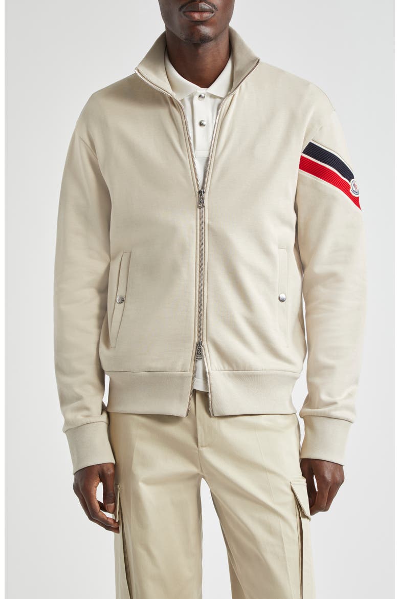 Logo Armband Cotton & Nylon Jacket, Main, color, NATURAL