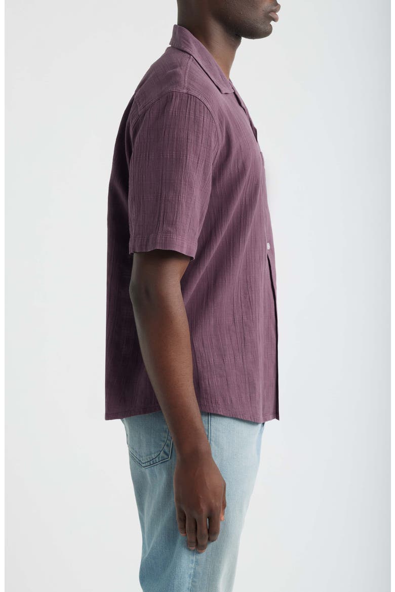 Washed Dobby Check Cotton Seersucker Camp Shirt, Alternate, color, WASHED PURPLE