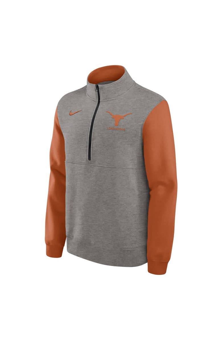 Nike Men's Nike Heather Gray/Texas Orange Texas Longhorns Club Fleece Half-Zip Pullover, Alternate, color, Heather Gray