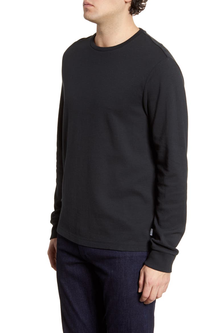 Duo Fold Long Sleeve Cotton T-Shirt, Alternate, color, NOIR