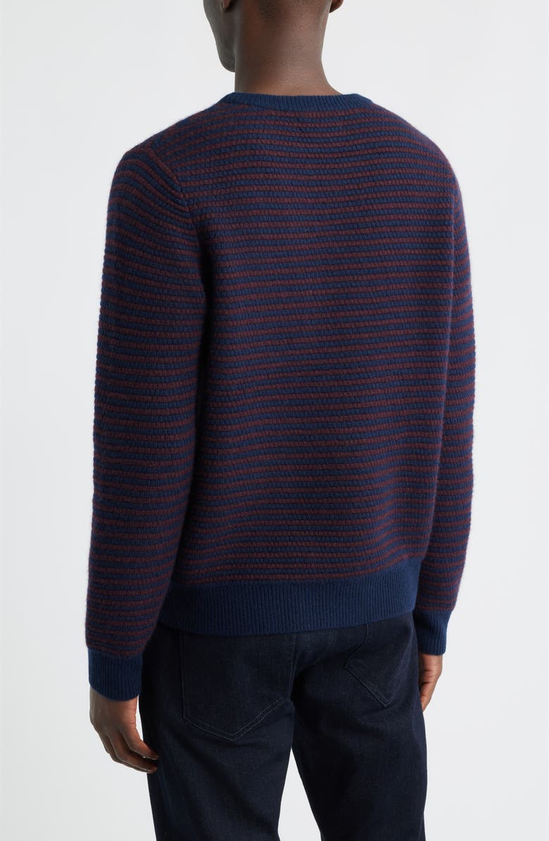 Nordstrom Stripe Cashmere Sweater, Alternate, color, Burgundy/ Navy Heather