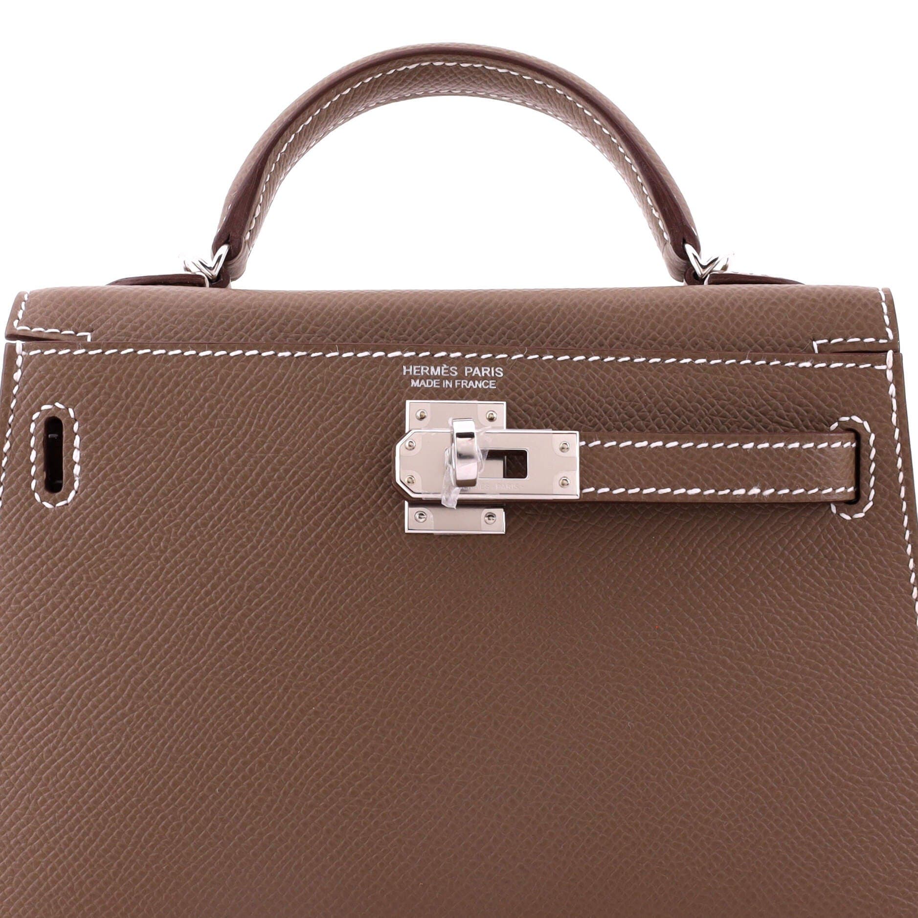 Pre-Owned Hermes Kelly Mini II Bag Grey Epsom with Palladium Hardware 20, Alternate, color, Etoupe