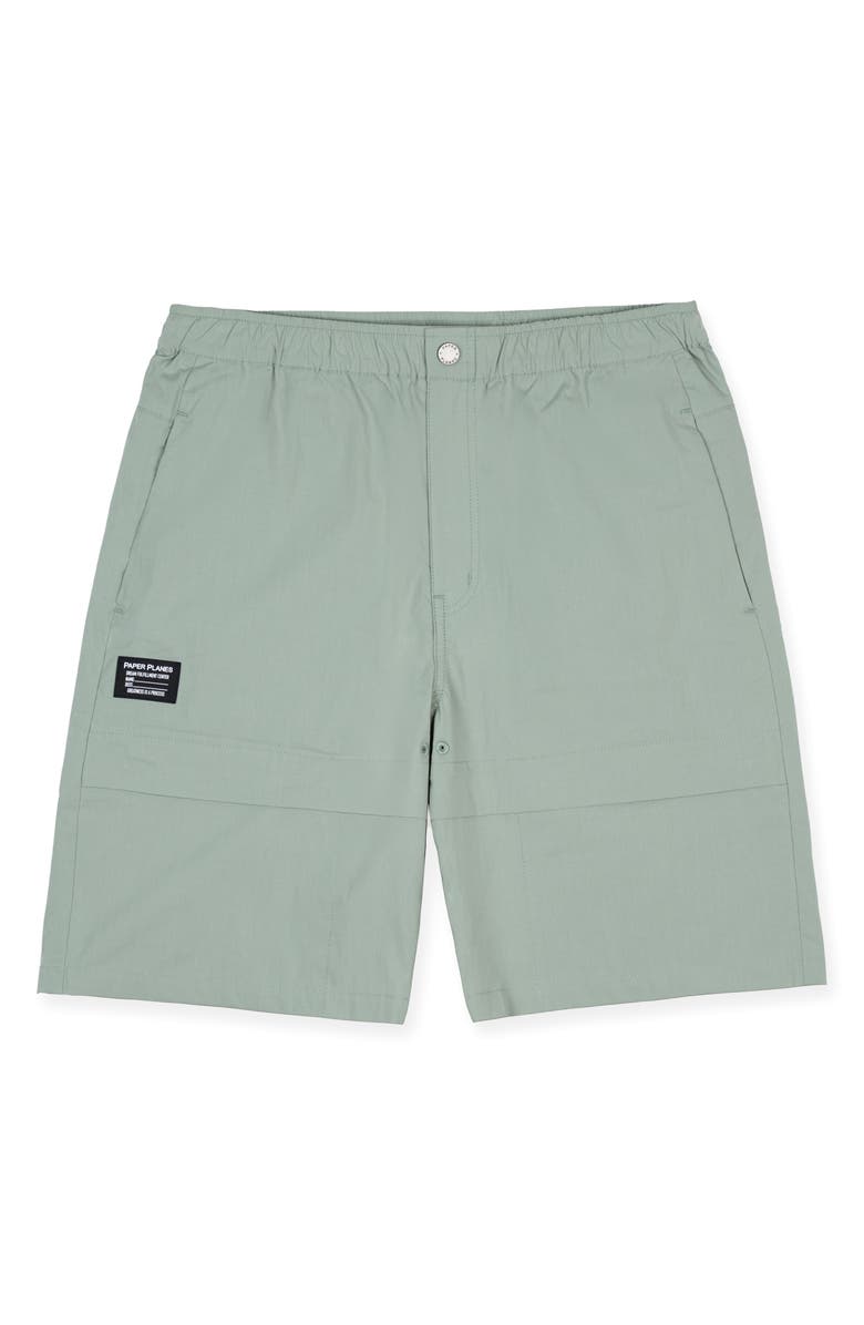 PAPER PLANES Cotton Blend Utility Shorts, Main, color, Sage