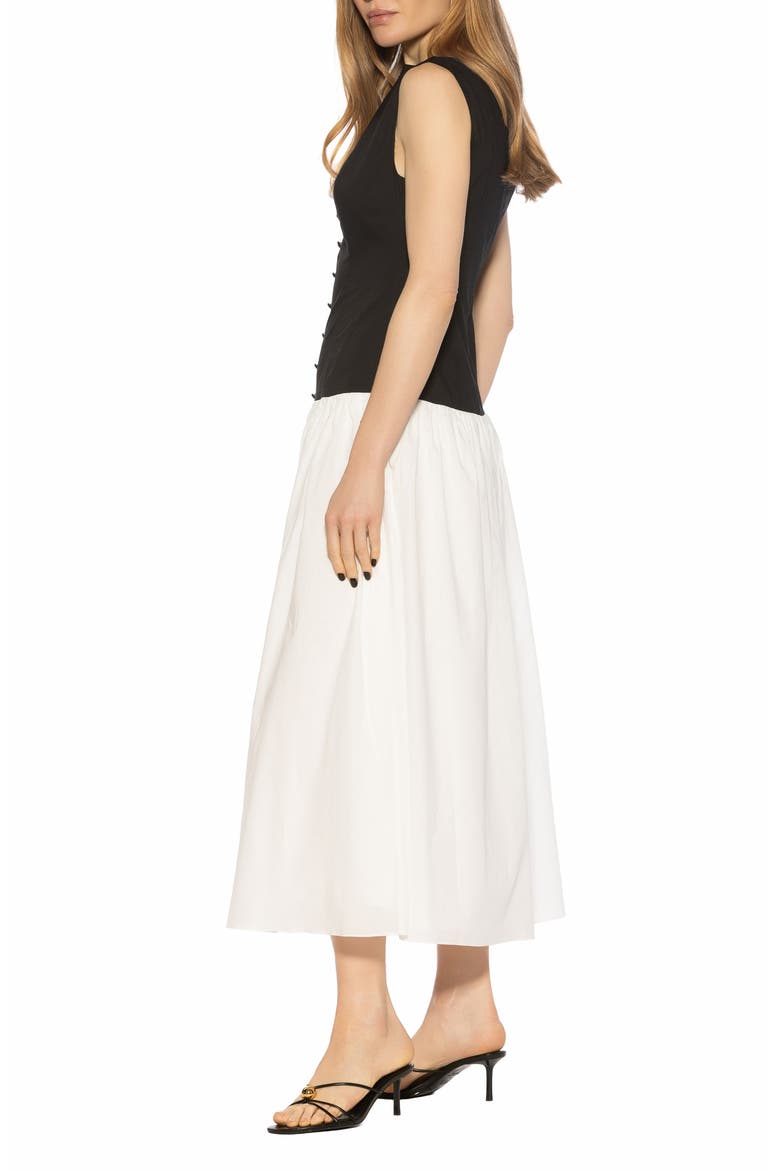 Solenne Mixed Media Dress, Alternate, color, BLACK/ WHITE