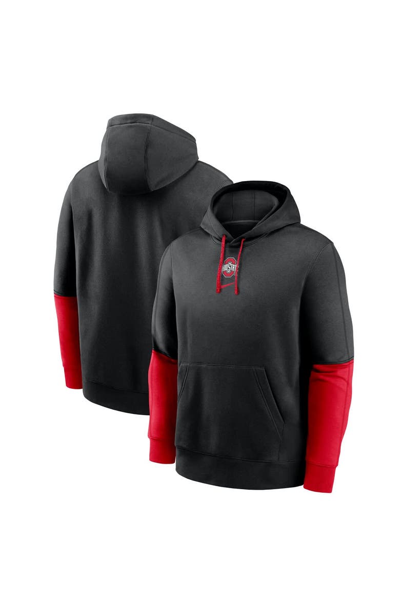 Men's Nike Black/Scarlet Ohio State Buckeyes 2024 Sideline Club Pullover Hoodie, Main, color, Black