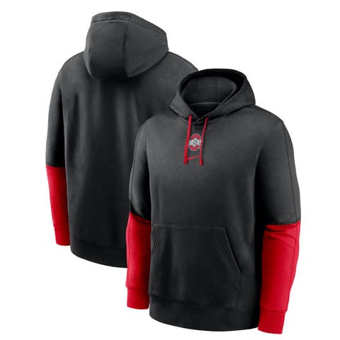 Men's Nike Black/Scarlet Ohio State Buckeyes 2024 Sideline Club Pullover Hoodie