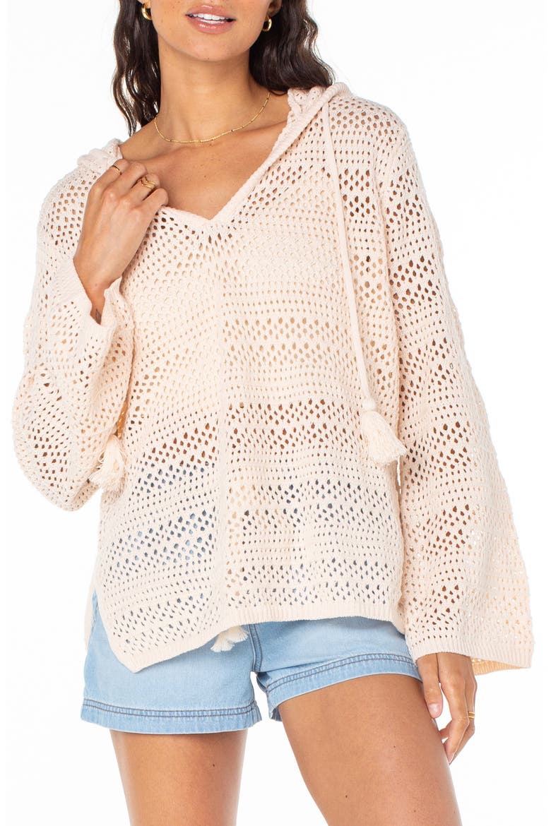 Hippie Love Open Stitch Hoodie, Main, color, PINK CHAMPAGNE