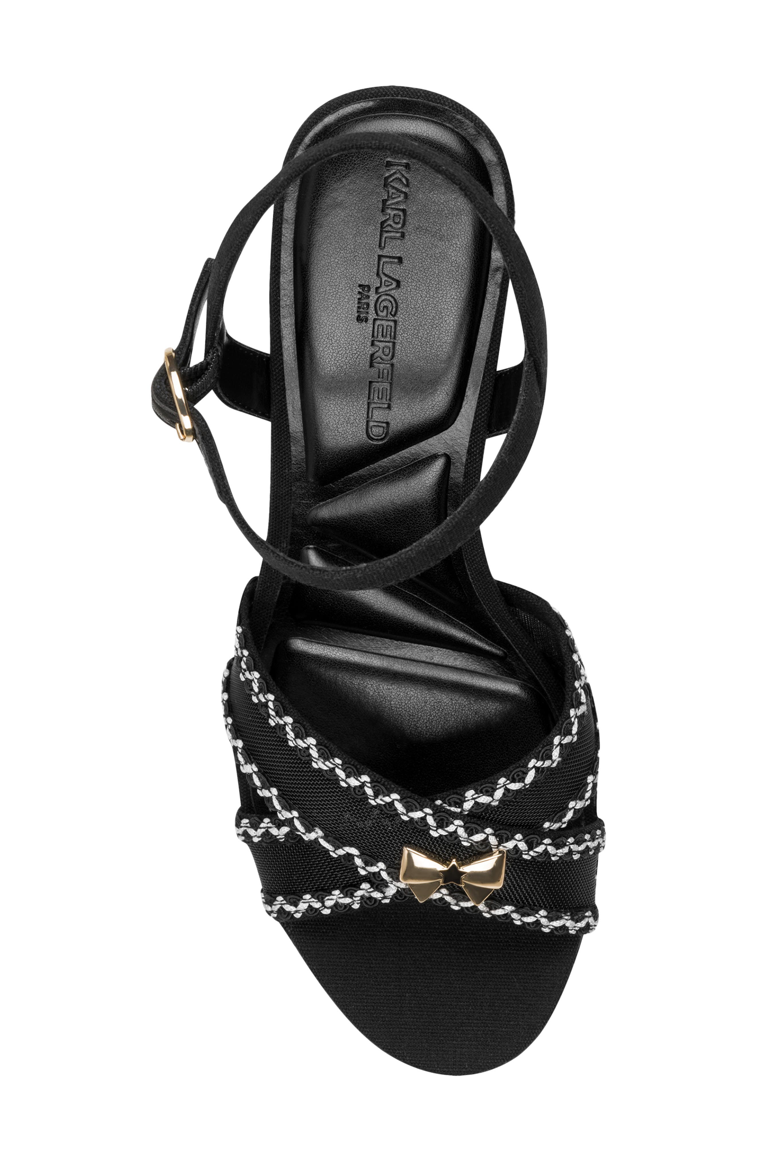 KARL LAGERFELD PARIS Hickory Stitch Platform Sandal, Alternate, color, Black